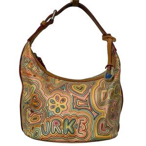 Vintage Rare Dooney & Bourke Multicolored Hobo Shoulder Bag